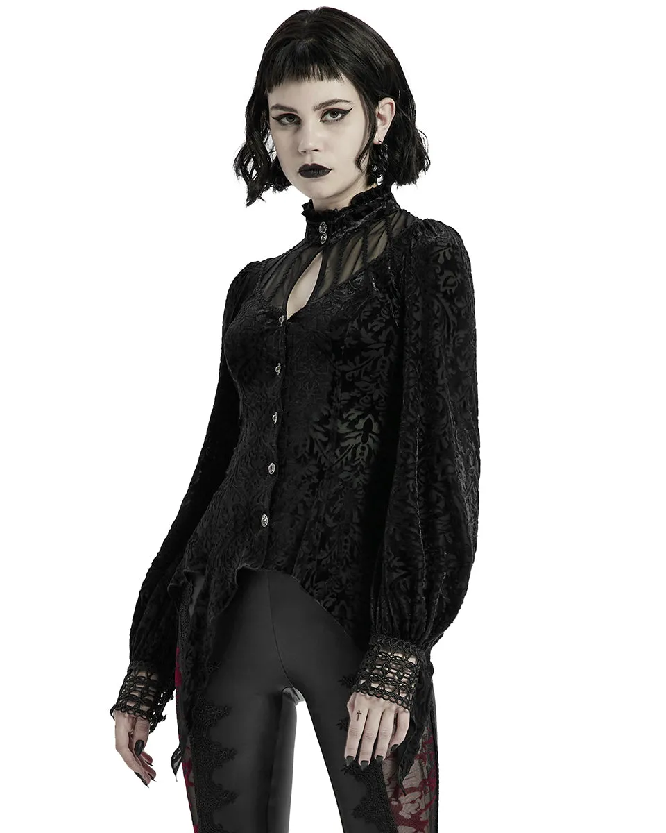 Punk Rave Oleandra Womens Baroque Gothic Blouse Top