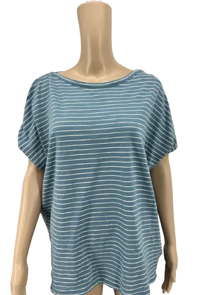 Ralph Lauren Womens Striped Crewneck, Lace-Shoulder Top, Size XL