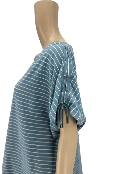 Ralph Lauren Womens Striped Crewneck, Lace-Shoulder Top, Size XL