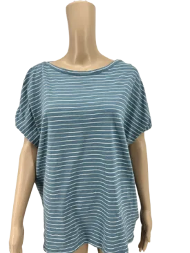 Ralph Lauren Womens Striped Crewneck, Lace-Shoulder Top, Size XL