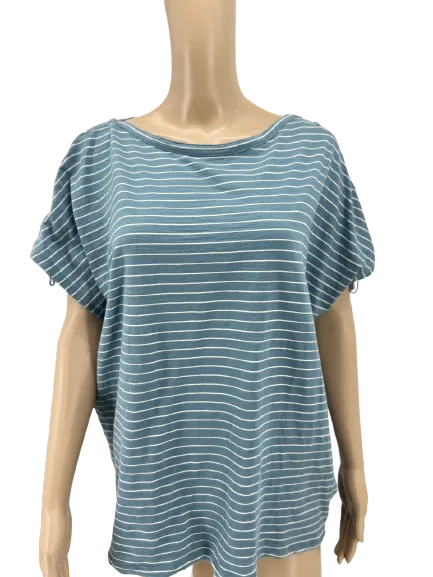 Ralph Lauren Womens Striped Crewneck, Lace-Shoulder Top, Size XL