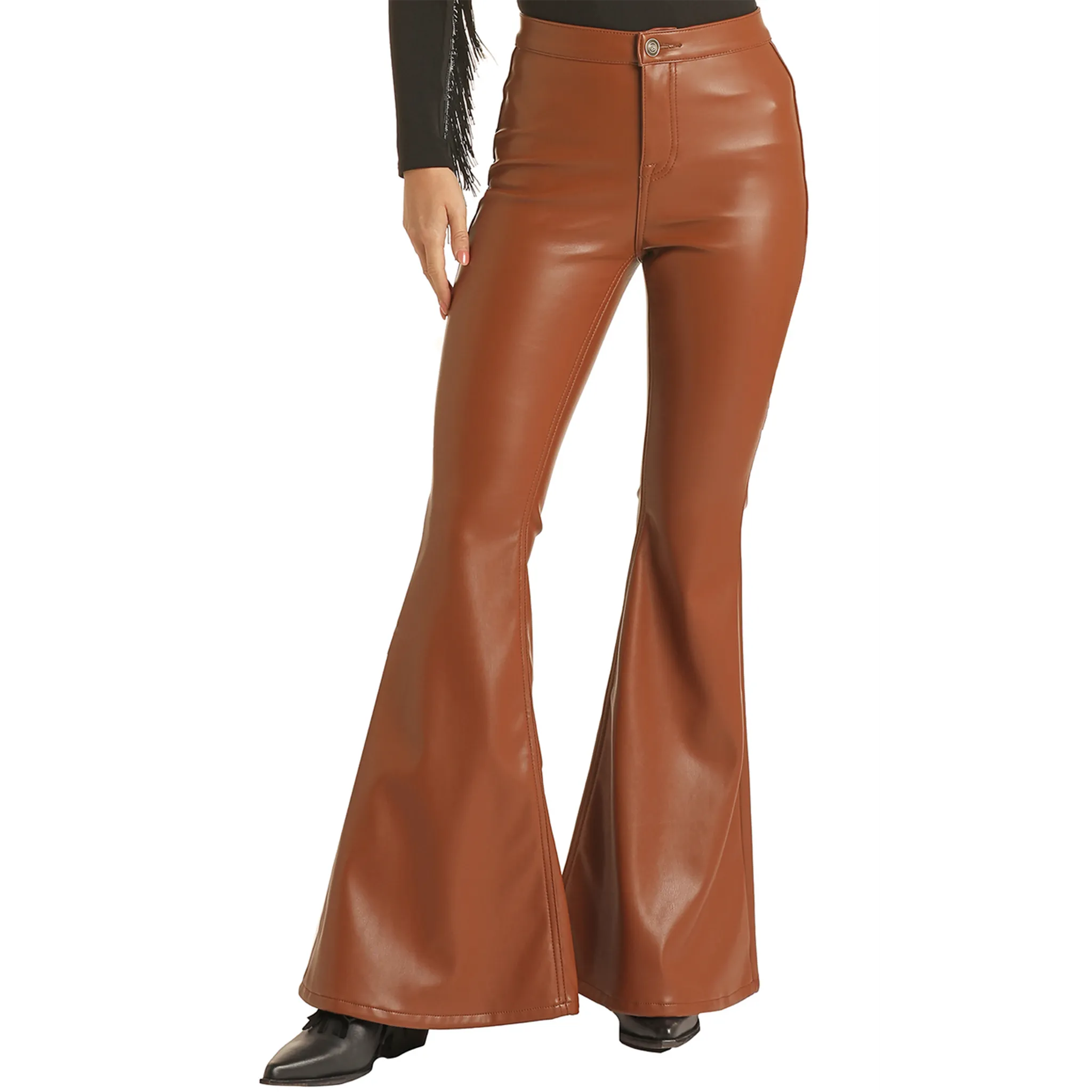 Rock & Roll Brown Pleather Bell Bottom Pants