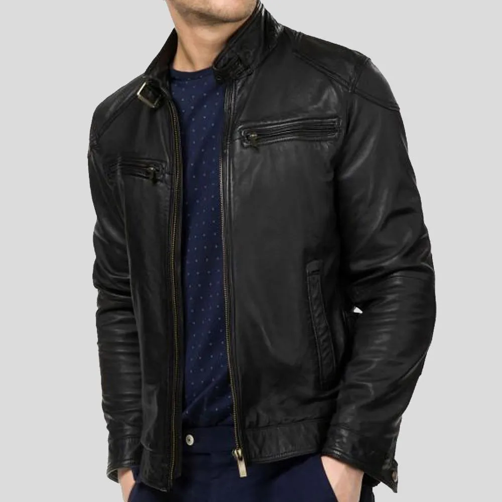 Rory Black Biker Leather Jacket