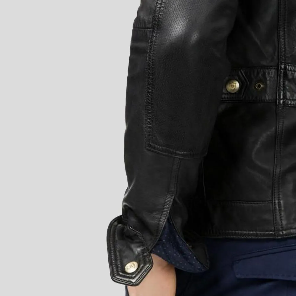 Rory Black Biker Leather Jacket