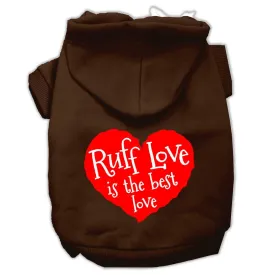 Ruff Love Screen Print Pet Hoodies Brown Size XS (8)