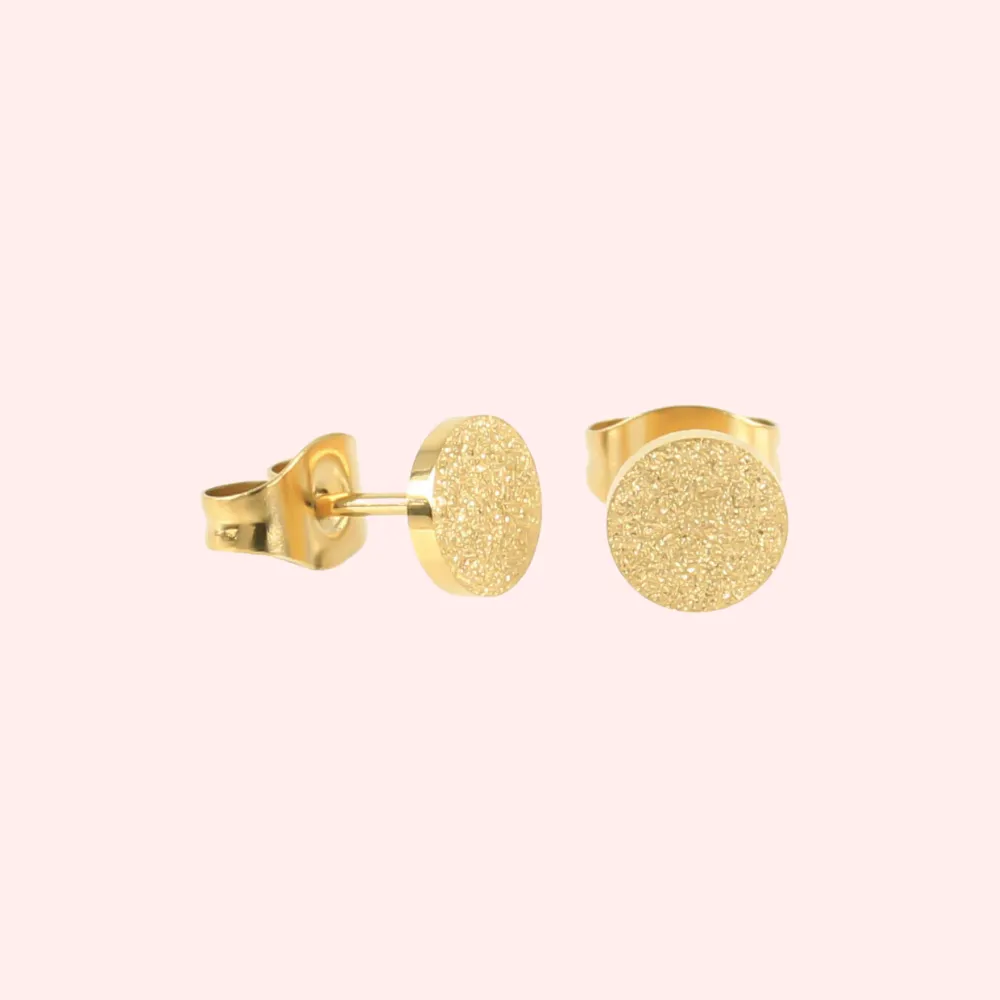 Sandblasted Round Hypoallergenic Earrings