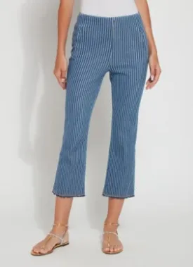 Shelli Crop Flare Denim | Midwash Pinstripe