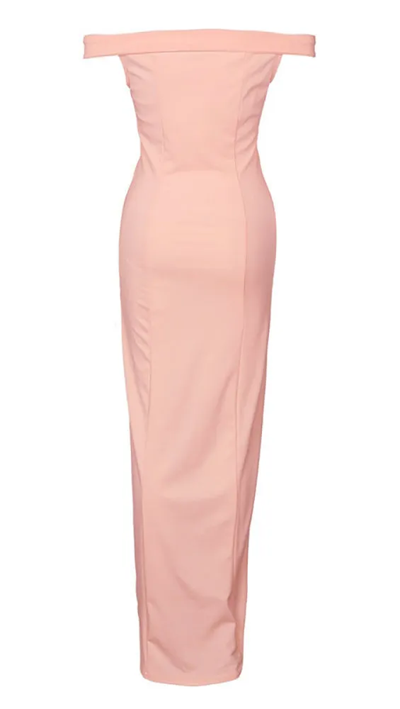 The Anastacia Off Shoulder Maxi Dress Pink