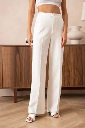 Timeless Straight Cut Plain Pants White