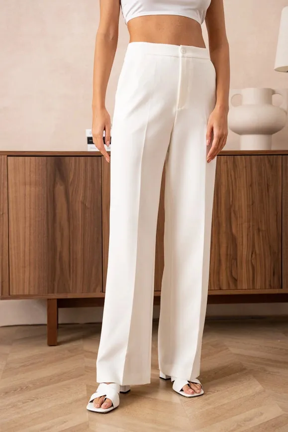 Timeless Straight Cut Plain Pants White