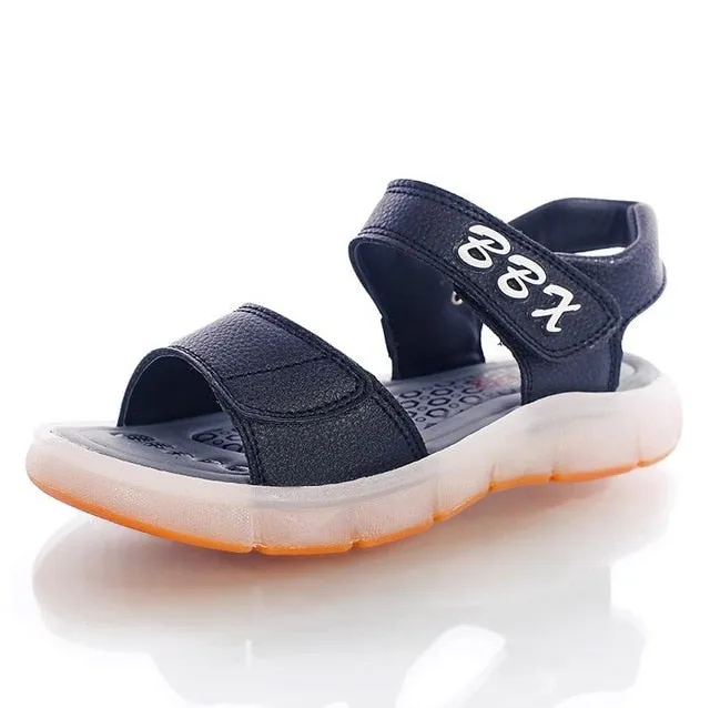 UncleJerry Led Sandals for Boys and Girls USB Charging Shoes Children Glowing Shoes Kids Summer Shoes