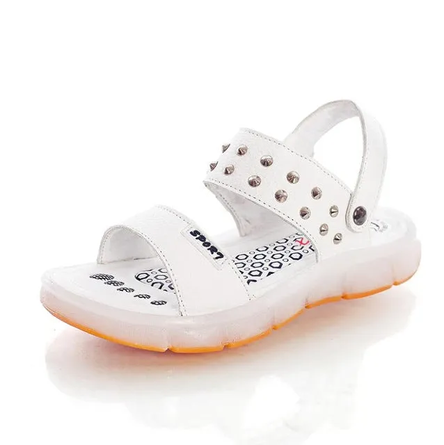 UncleJerry Led Sandals for Boys and Girls USB Charging Shoes Children Glowing Shoes Kids Summer Shoes