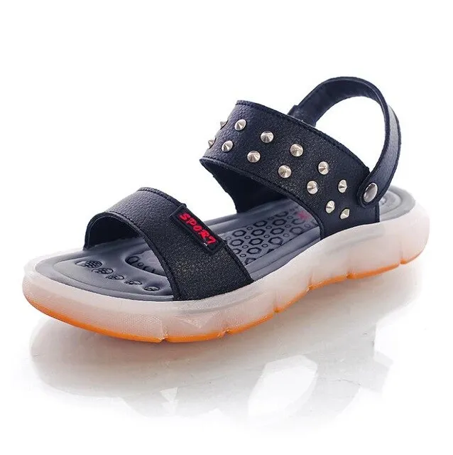 UncleJerry Led Sandals for Boys and Girls USB Charging Shoes Children Glowing Shoes Kids Summer Shoes