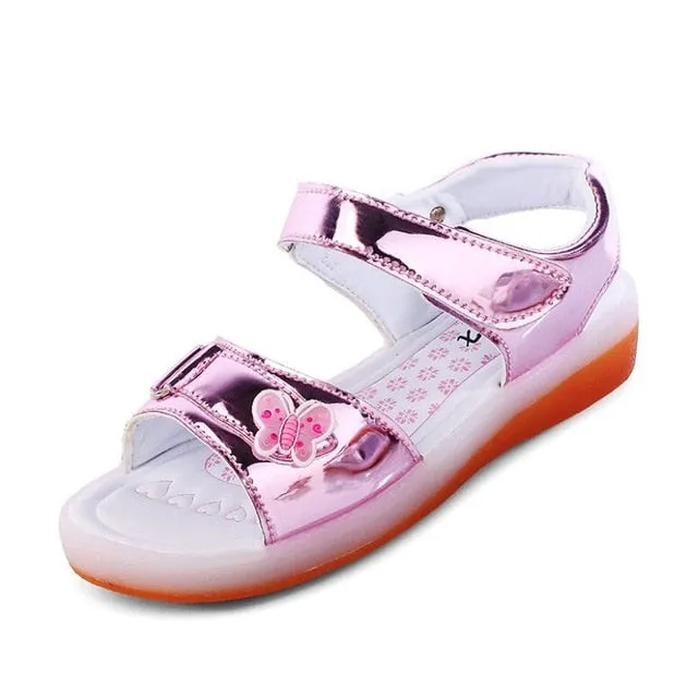 UncleJerry Led Sandals for Boys and Girls USB Charging Shoes Children Glowing Shoes Kids Summer Shoes