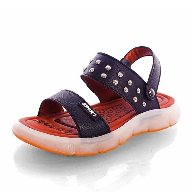 UncleJerry Led Sandals for Boys and Girls USB Charging Shoes Children Glowing Shoes Kids Summer Shoes