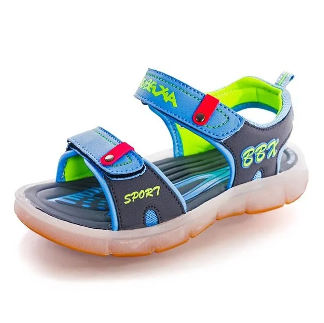UncleJerry Led Sandals for Boys and Girls USB Charging Shoes Children Glowing Shoes Kids Summer Shoes