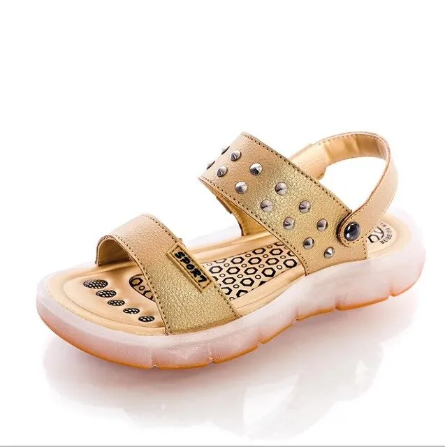 UncleJerry Led Sandals for Boys and Girls USB Charging Shoes Children Glowing Shoes Kids Summer Shoes