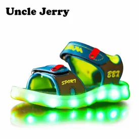 UncleJerry Led Sandals for Boys and Girls USB Charging Shoes Children Glowing Shoes Kids Summer Shoes