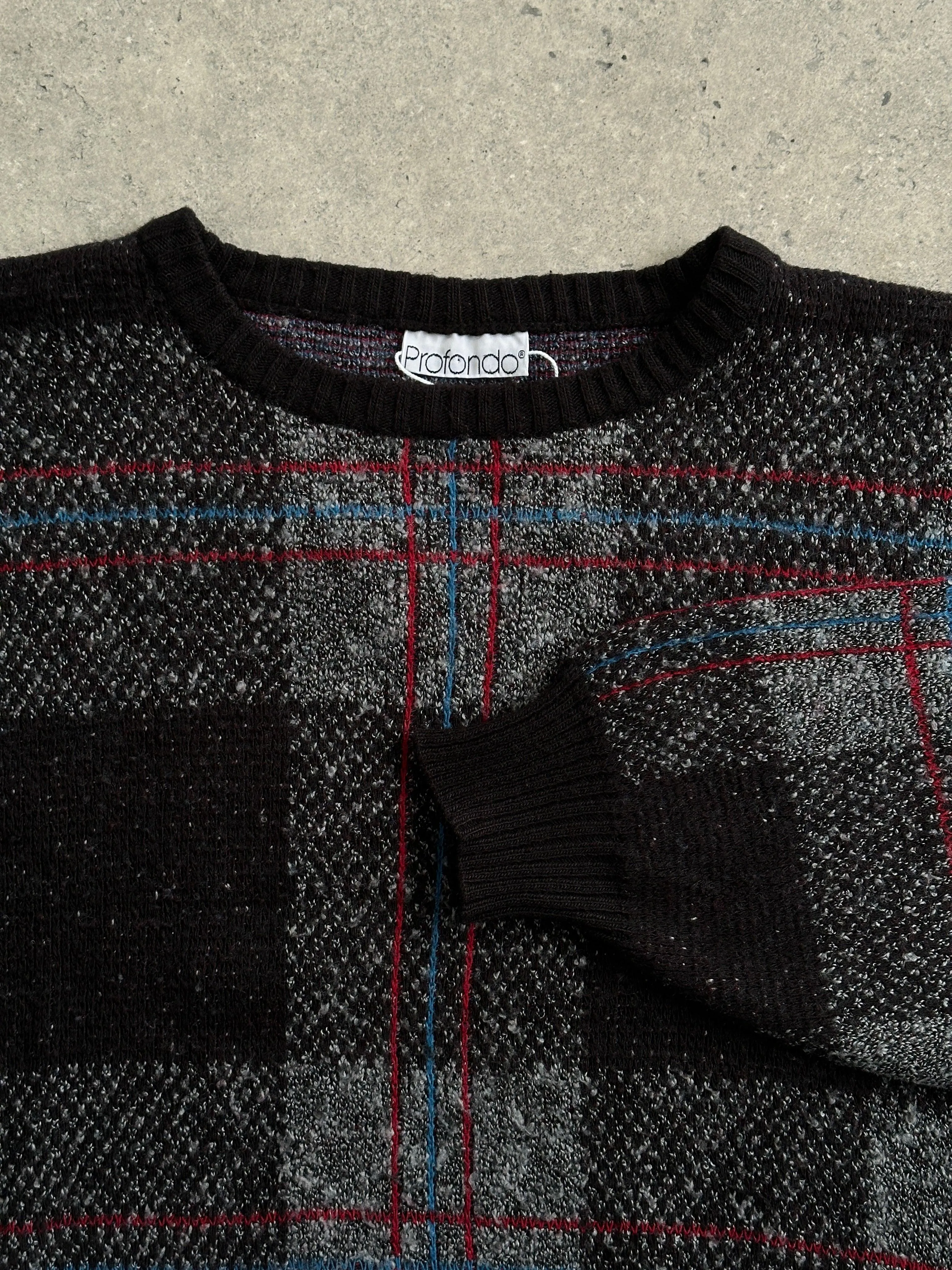 Vintage Lambswool Check Knitted Jumper - M