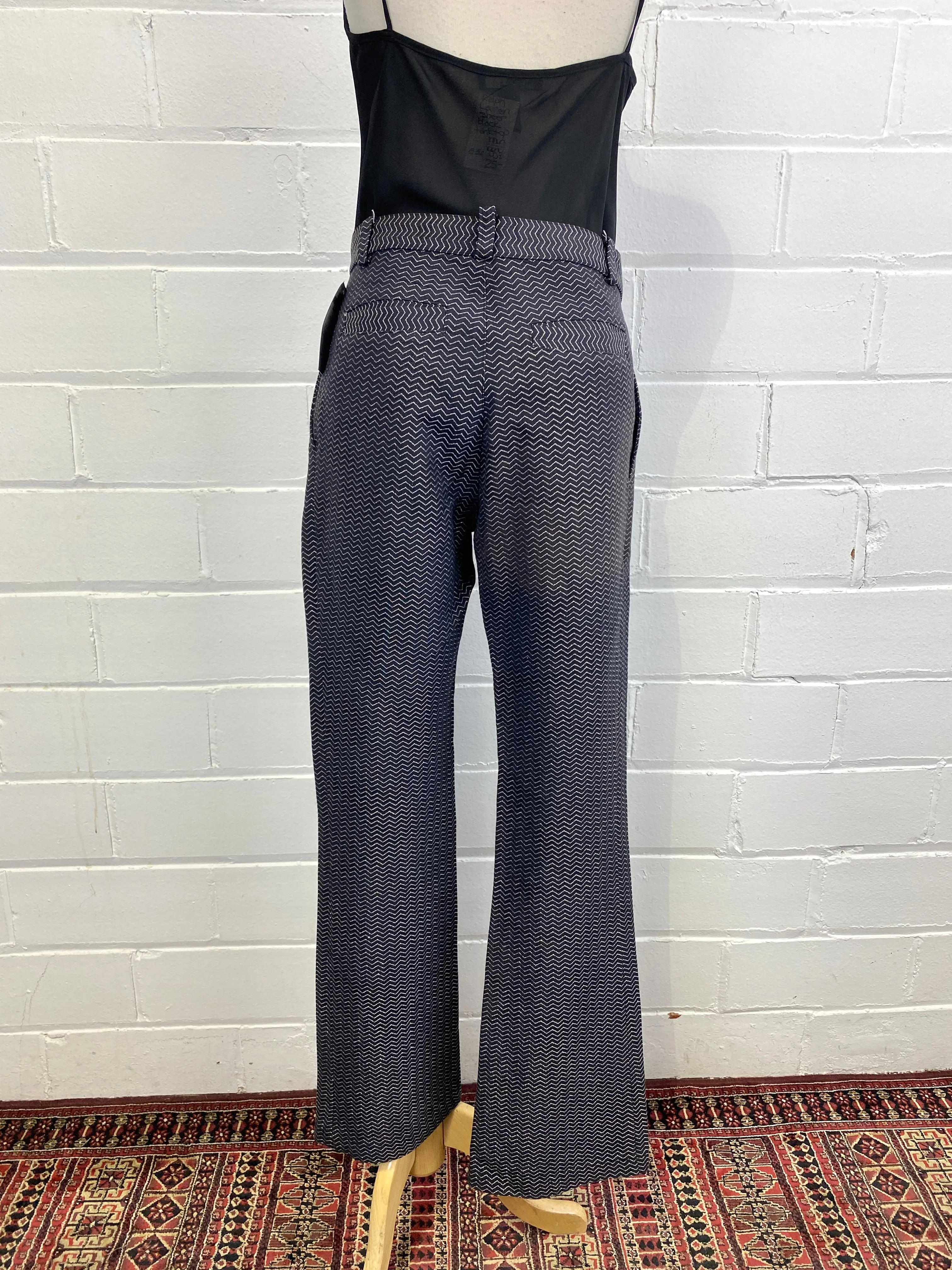 Vintage Y2K Metallic Chevron Mid-Rise Flare Pants, W31"