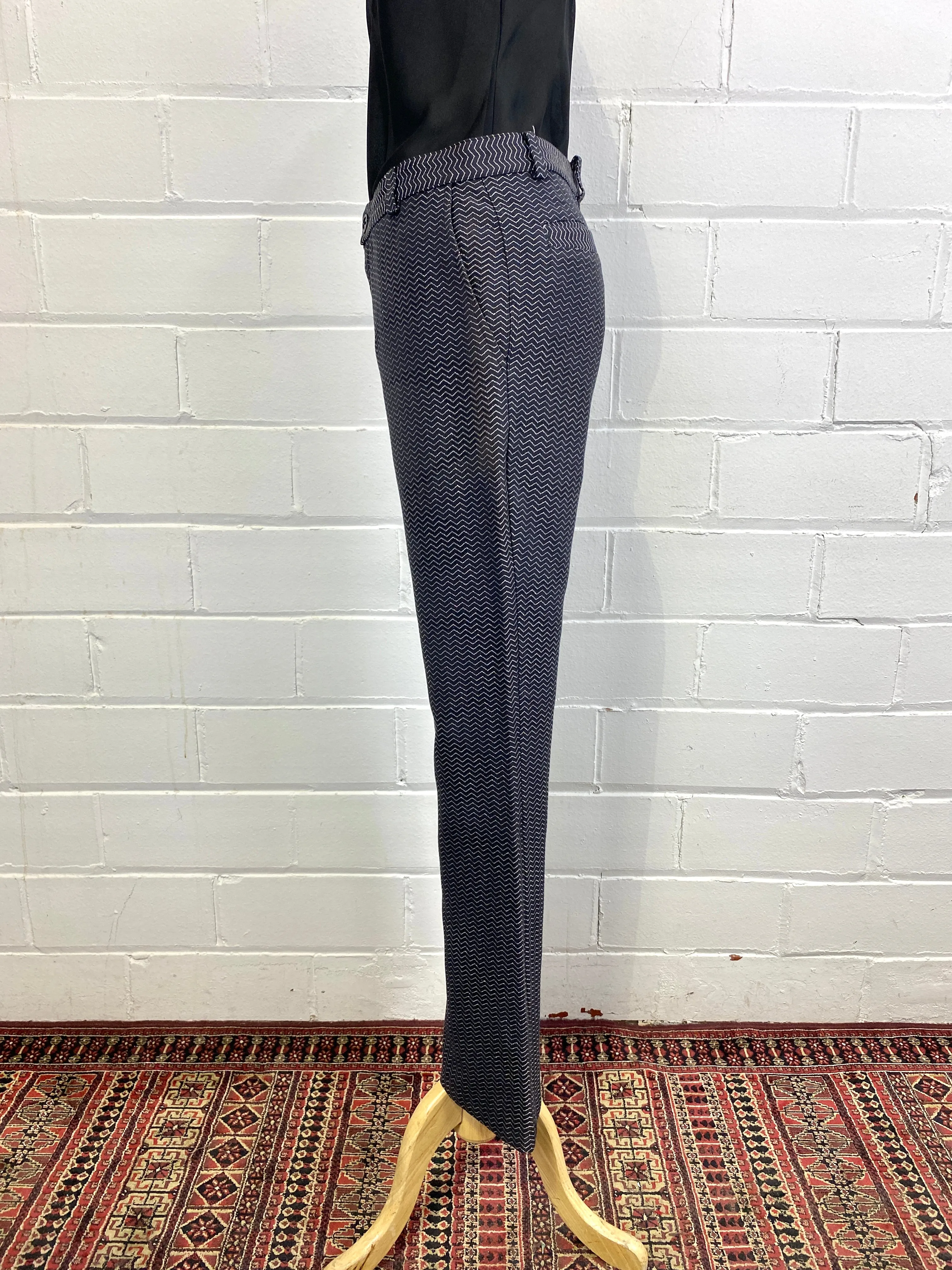 Vintage Y2K Metallic Chevron Mid-Rise Flare Pants, W31"