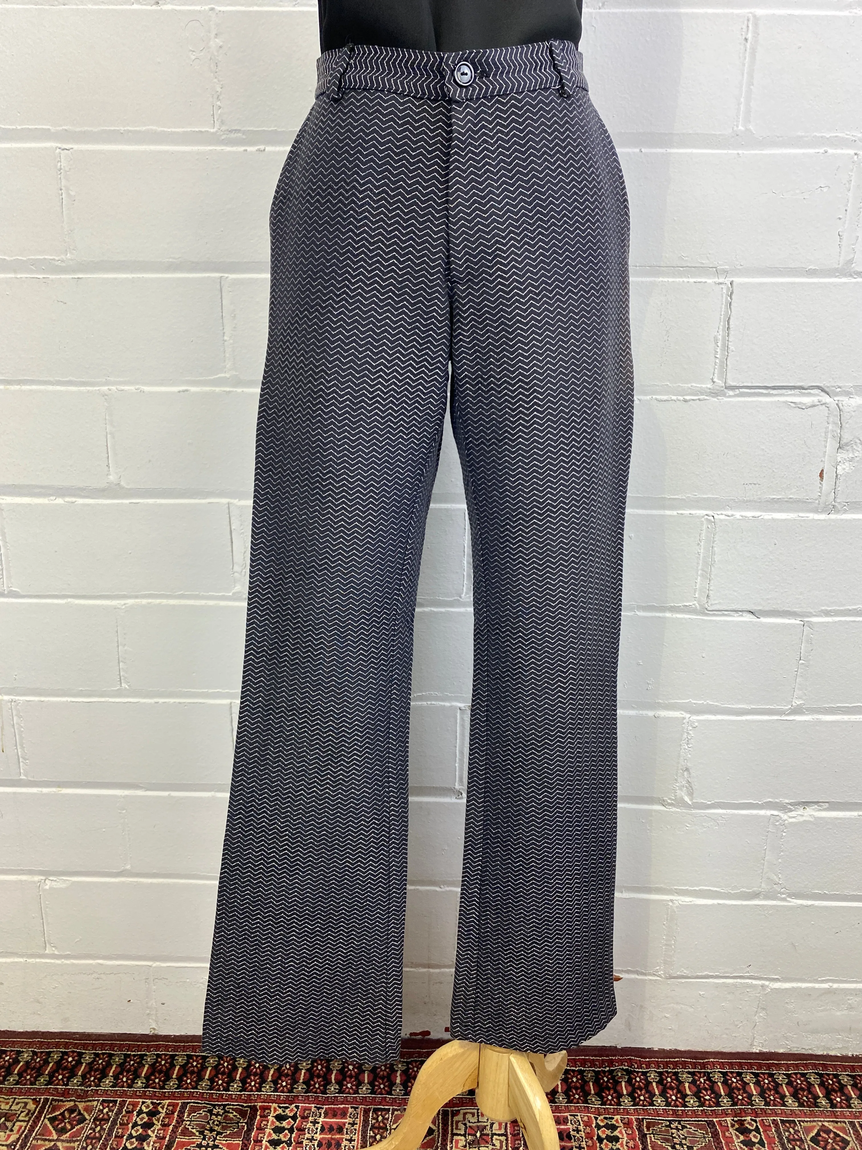Vintage Y2K Metallic Chevron Mid-Rise Flare Pants, W31"