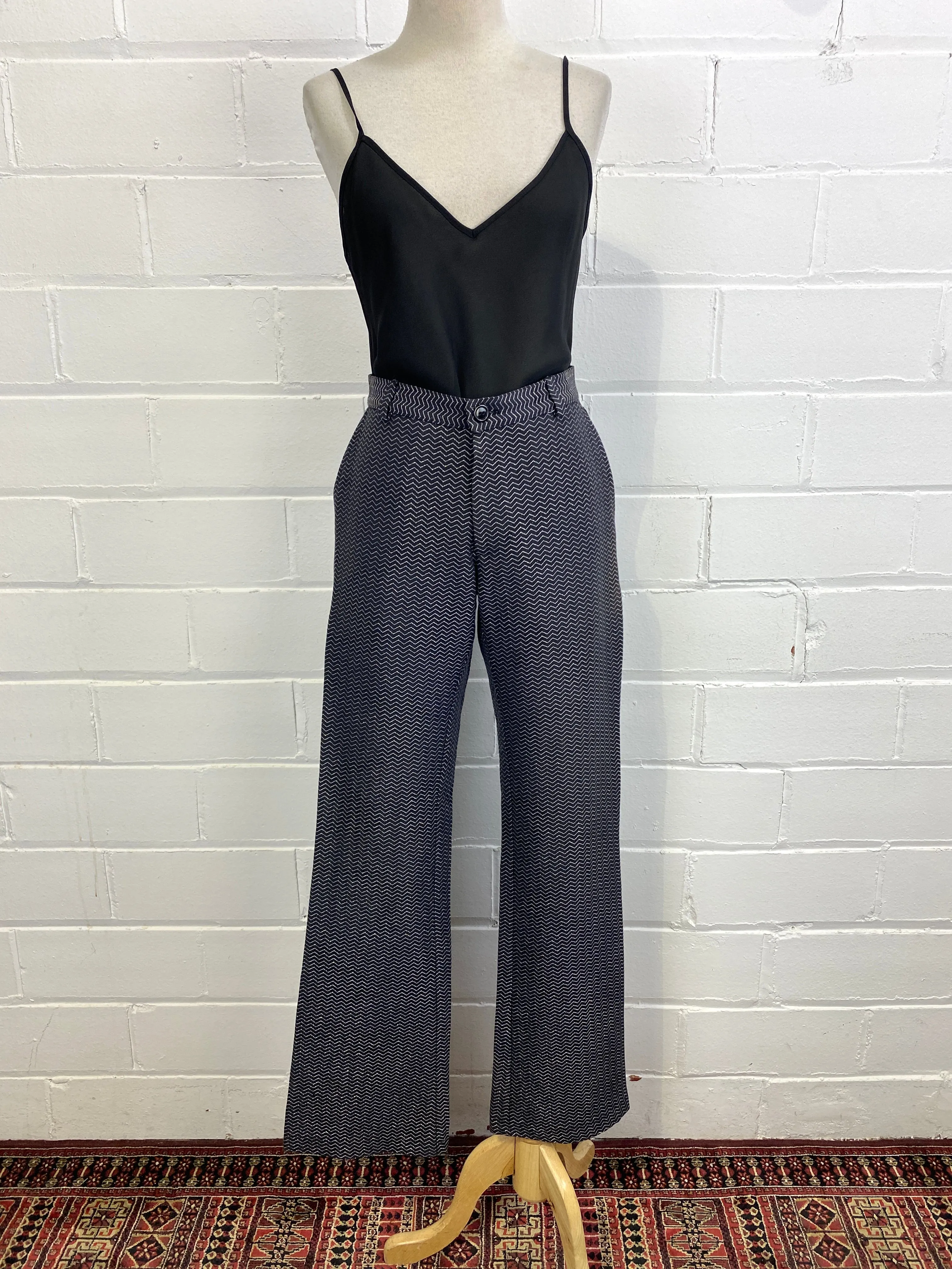 Vintage Y2K Metallic Chevron Mid-Rise Flare Pants, W31"