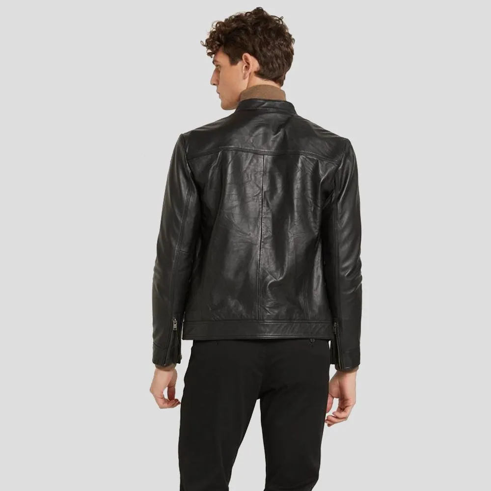Wallace Black Racer Leather Jacket