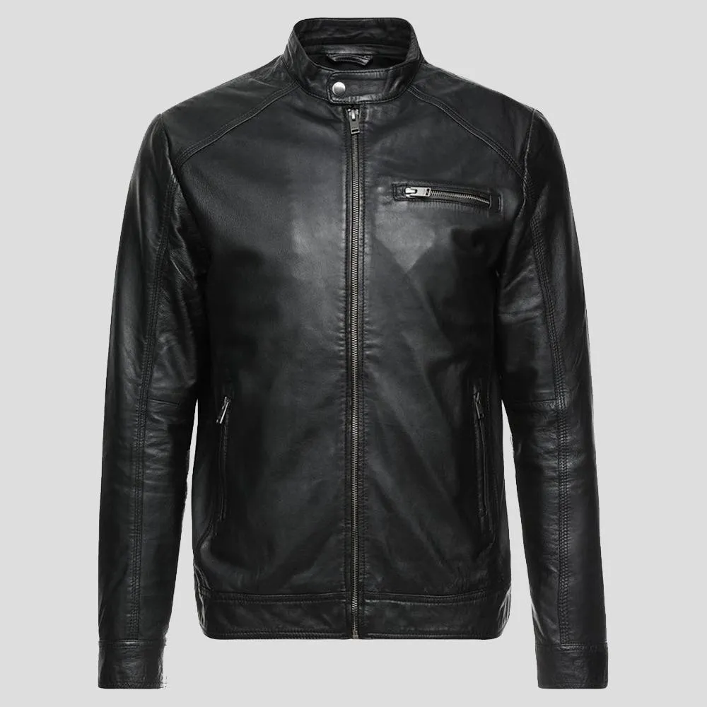 Wallace Black Racer Leather Jacket