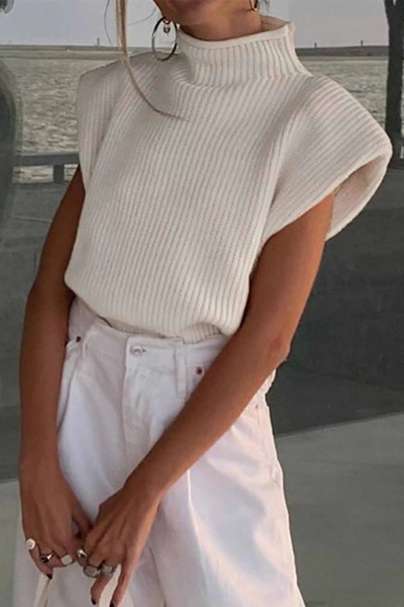 Wenkouban-Christmas Thanksgiving outfits_Neck Mock Sleeveless Sweater