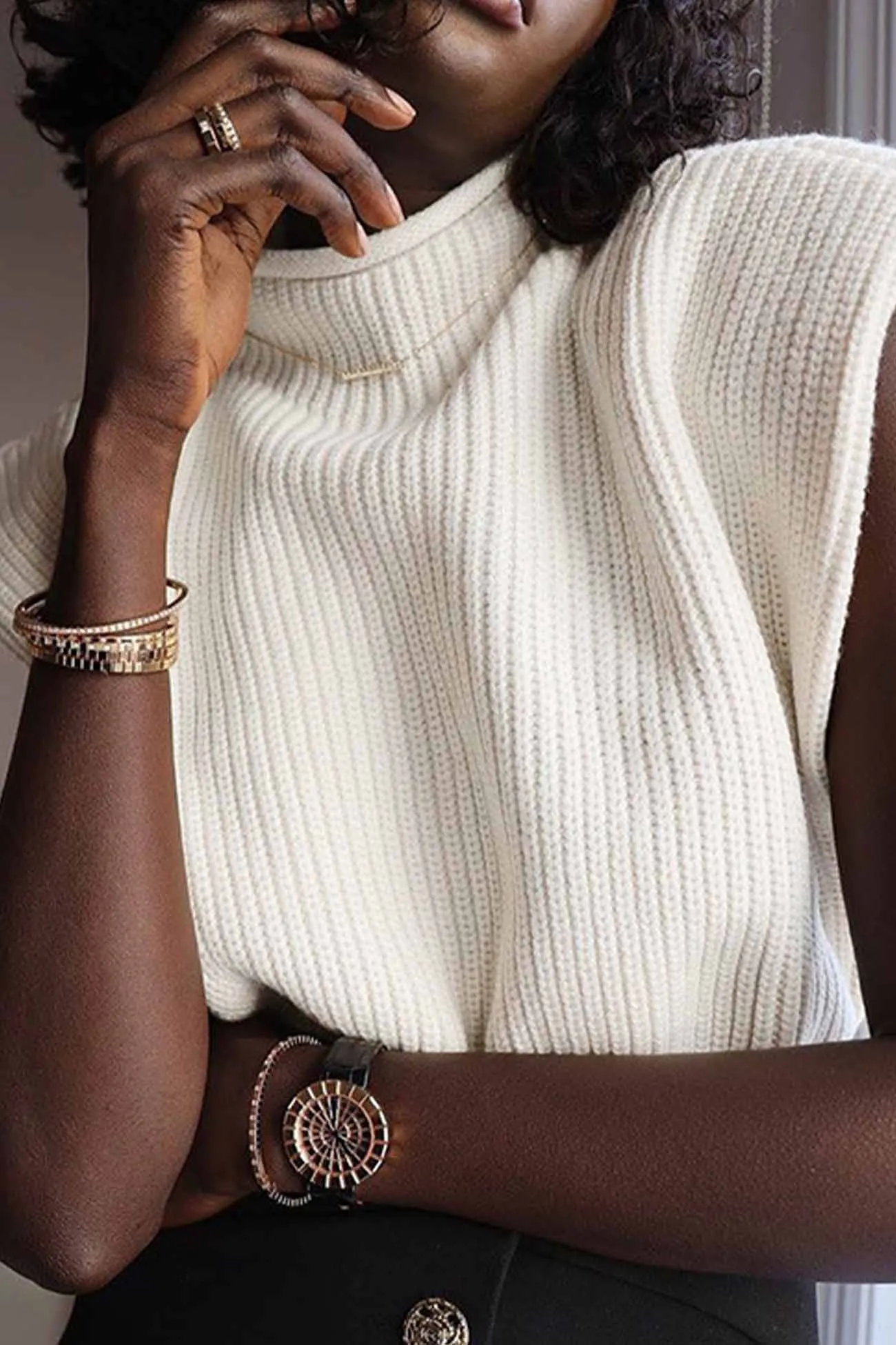 Wenkouban-Christmas Thanksgiving outfits_Neck Mock Sleeveless Sweater