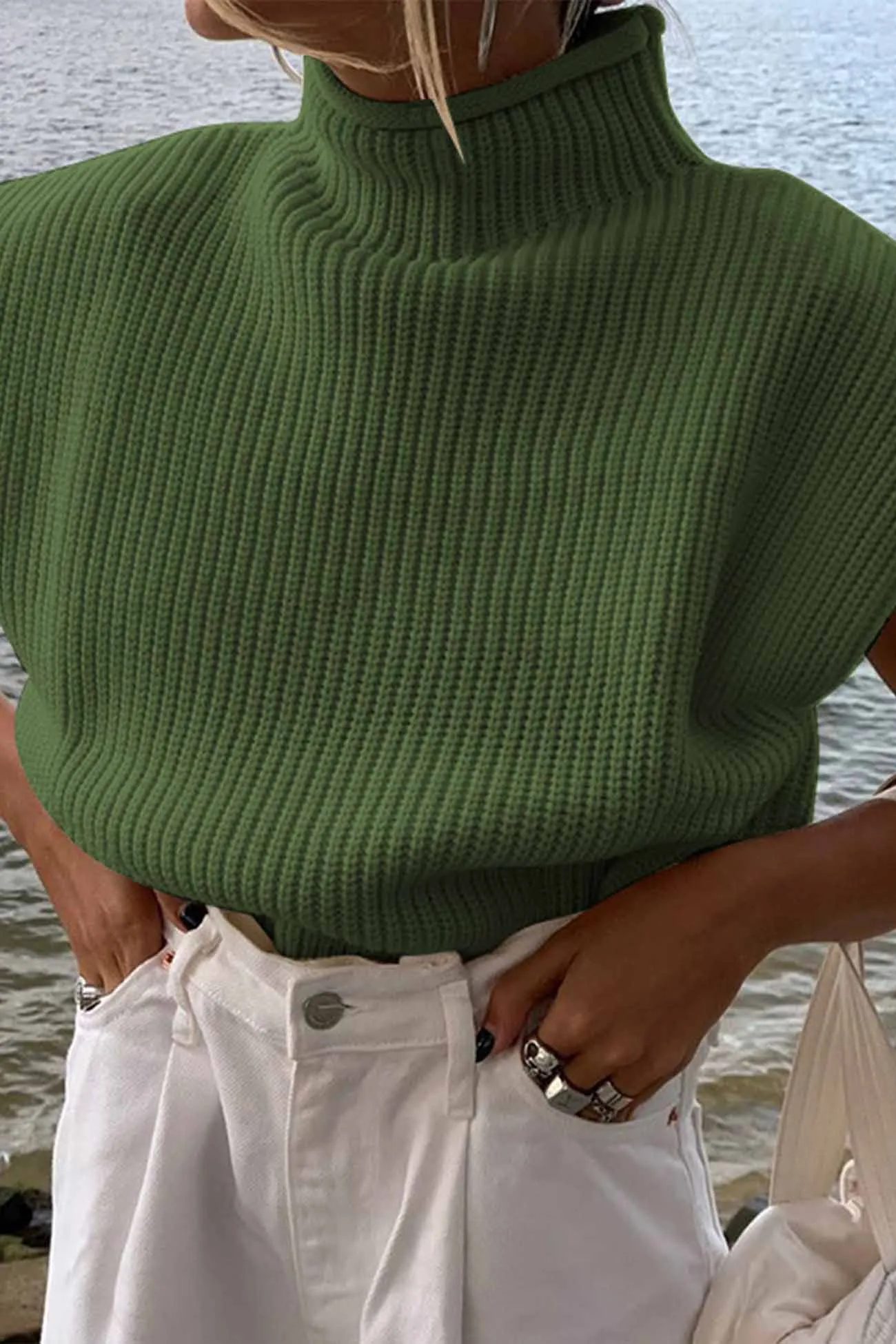 Wenkouban-Christmas Thanksgiving outfits_Neck Mock Sleeveless Sweater