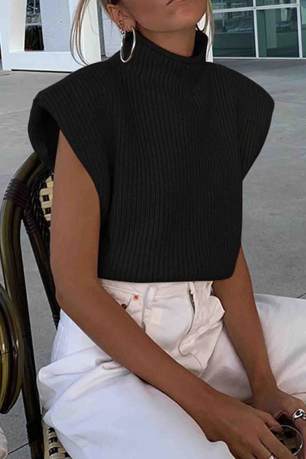 Wenkouban-Christmas Thanksgiving outfits_Neck Mock Sleeveless Sweater