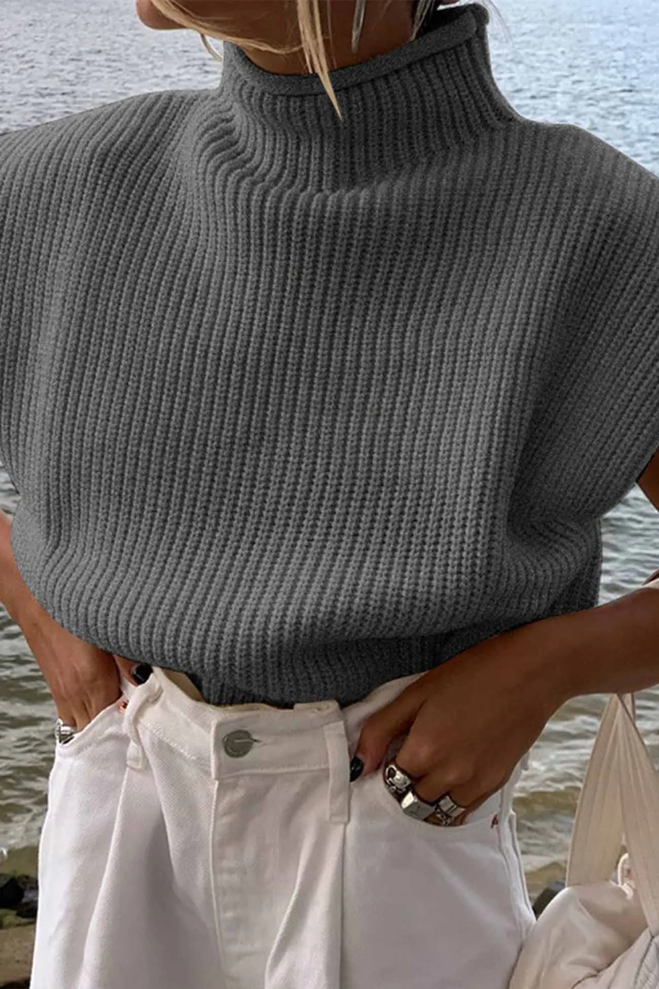 Wenkouban-Christmas Thanksgiving outfits_Neck Mock Sleeveless Sweater