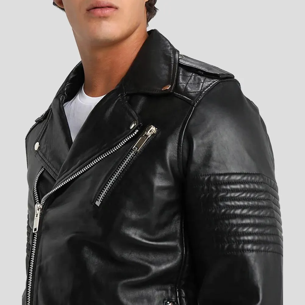 Wesley Black Quilted Leather Jacket