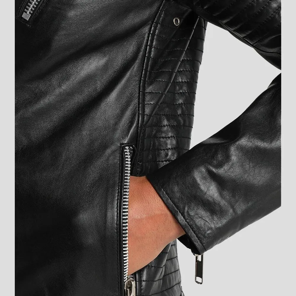 Wesley Black Quilted Leather Jacket