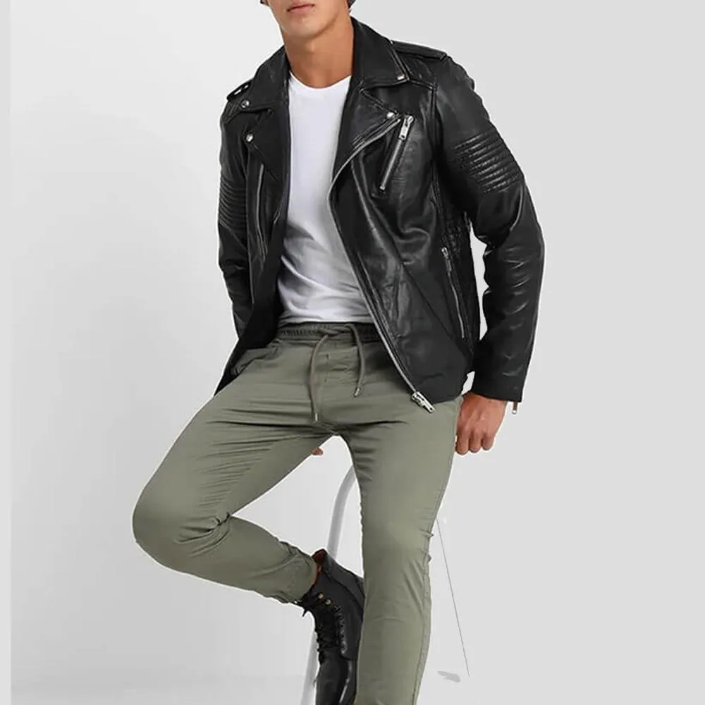 Wesley Black Quilted Leather Jacket