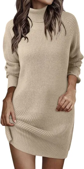 Women Fashion Dresses Knitted Midi Mini Sweater Dresses Turtle Neck Dresses Boys Button up Sweater