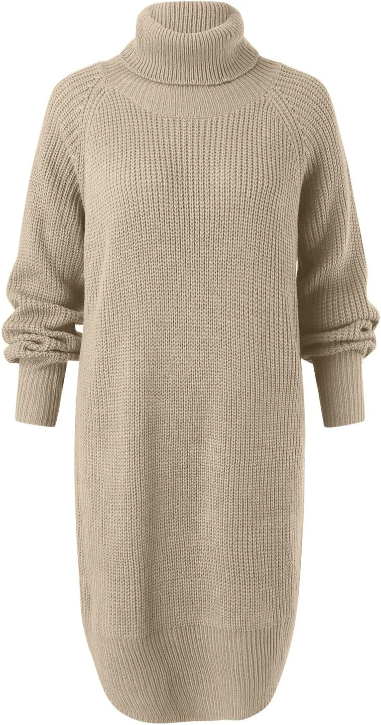 Women Fashion Dresses Knitted Midi Mini Sweater Dresses Turtle Neck Dresses Boys Button up Sweater