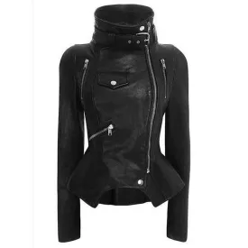 Women's Punk Faux Leather Stand Collar Jackets