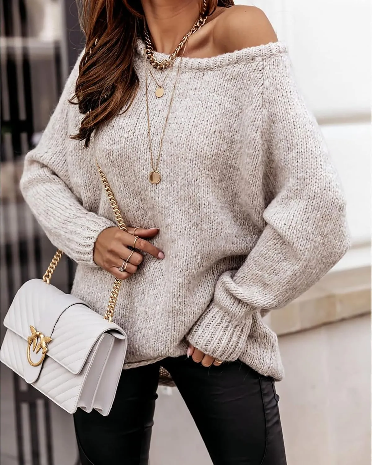 Women’s Ribbed Knit Oversized Pullover – Casual Fall Sweater