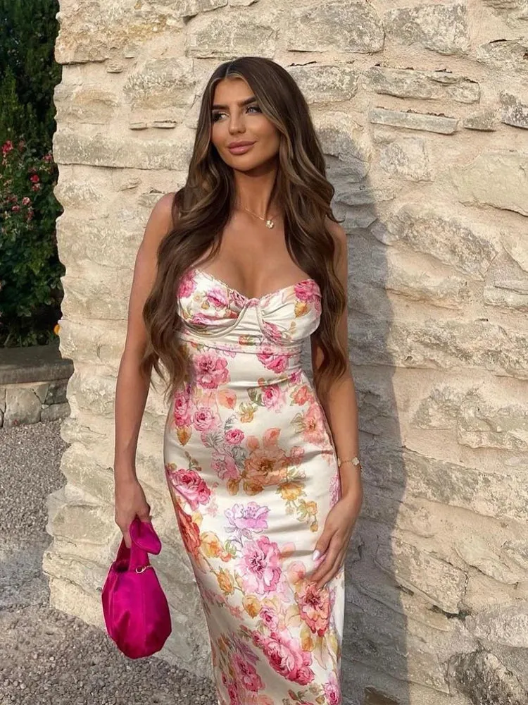 YESMYTOOL  -  Aliviana Floral Maxi Dress