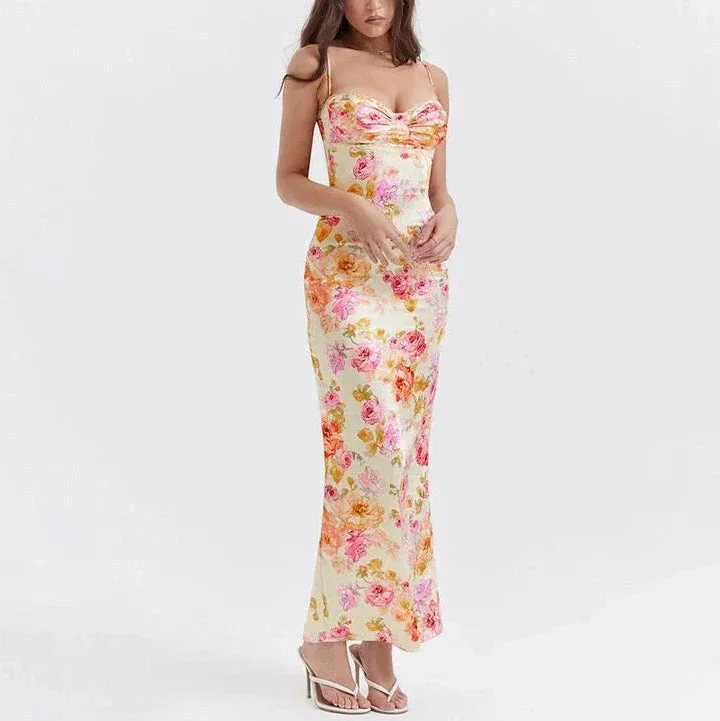 YESMYTOOL  -  Aliviana Floral Maxi Dress