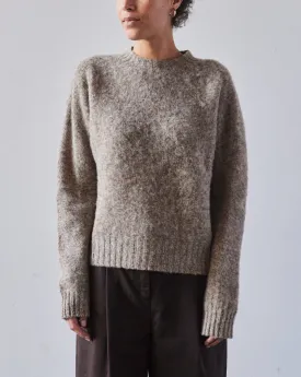 YMC Jets Crew Neck Knit Sweater, Light Brown Marl